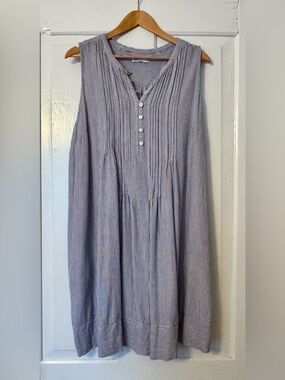 Sonoma Navy and White Striped Sleeveless Henley Tank Dress
